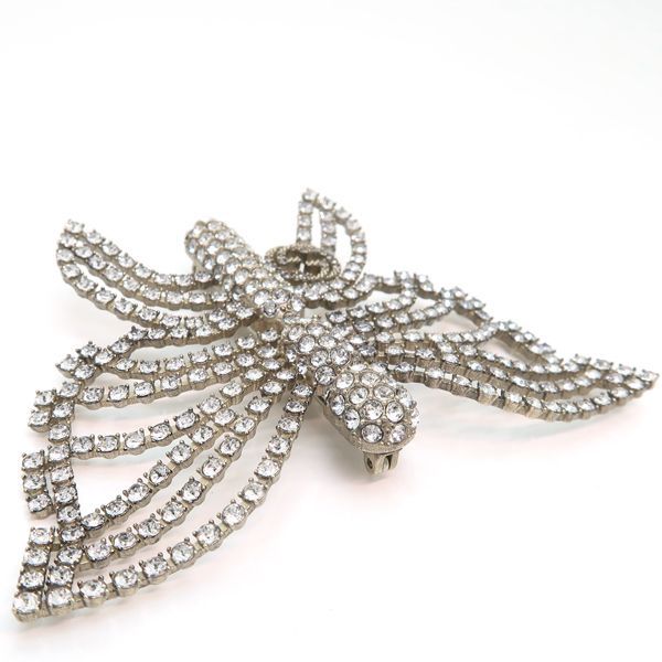 Gucci Brooch Interlocking G Butterfly Rhinestone Metal — view 3