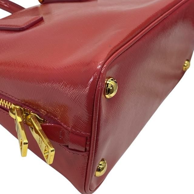 Prada Bl0838 Handbag Triangle Logo Enamel Patent Leather Scarlatto Red — view 3