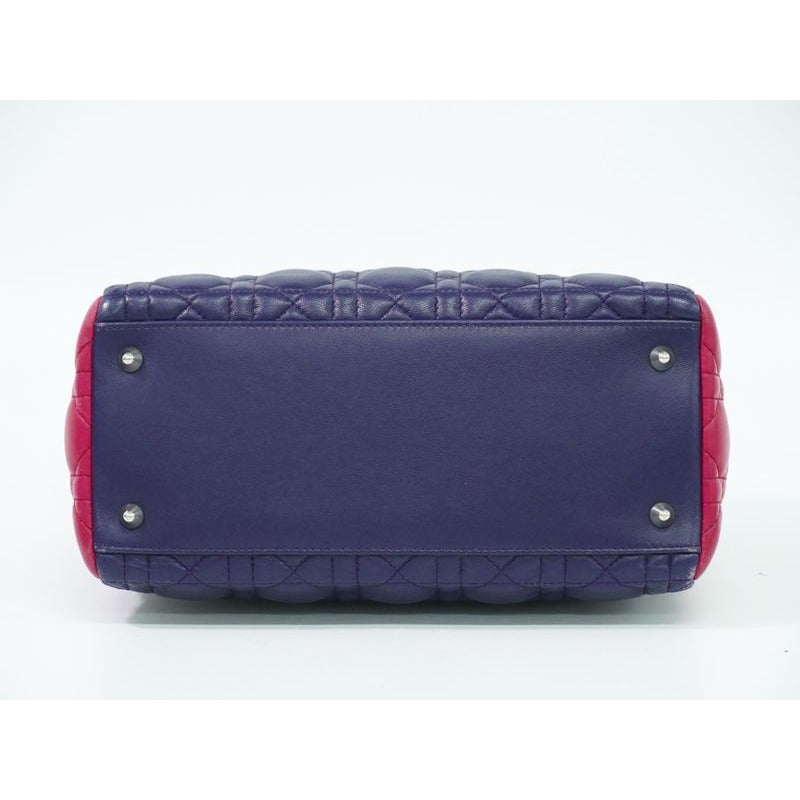 Christian Dior Lady Cannage Handbag Leather Purple Pink Blue Bag — view 3