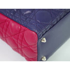 Christian Dior Lady Cannage Handbag Leather Purple Pink Blue Bag — view 4