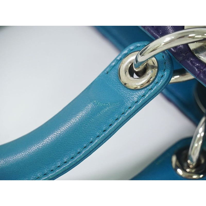 Christian Dior Lady Cannage Handbag Leather Purple Pink Blue Bag — view 7