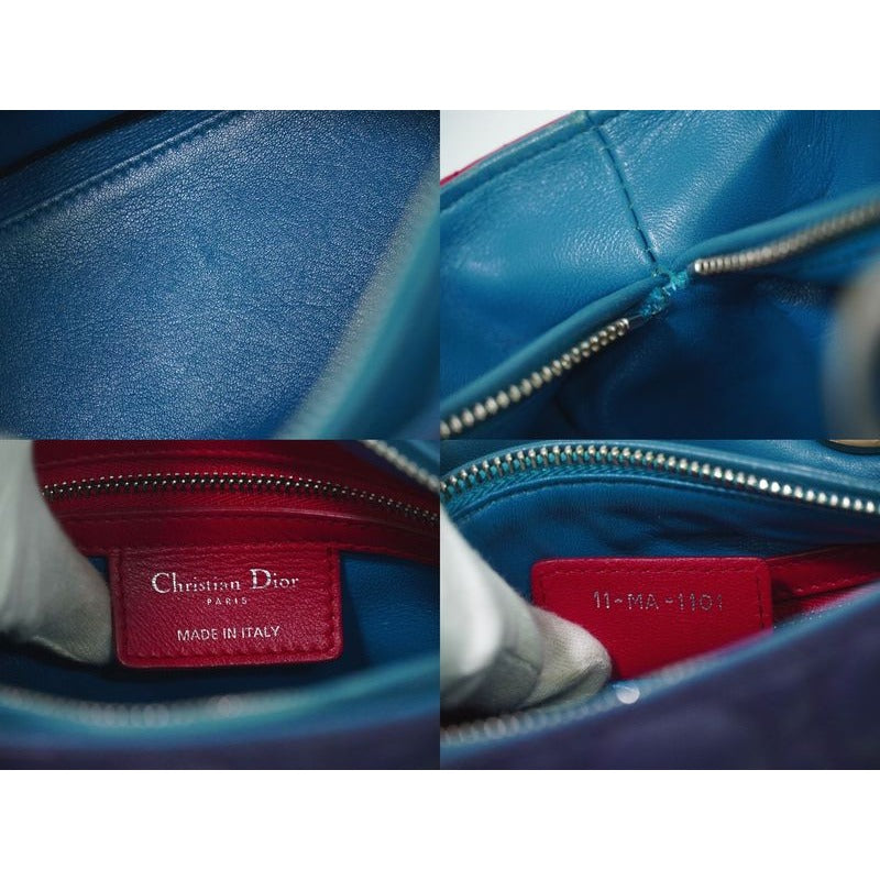 Christian Dior Lady Cannage Handbag Leather Purple Pink Blue Bag — view 9