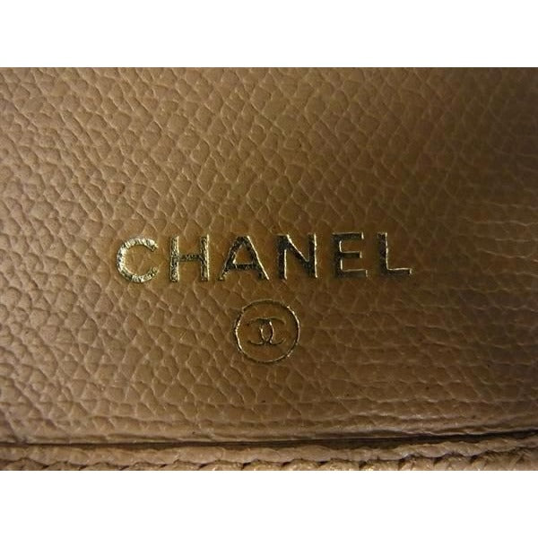 Chanel Bifold Long Wallet Beige Leather Coco Mark Button — view 7