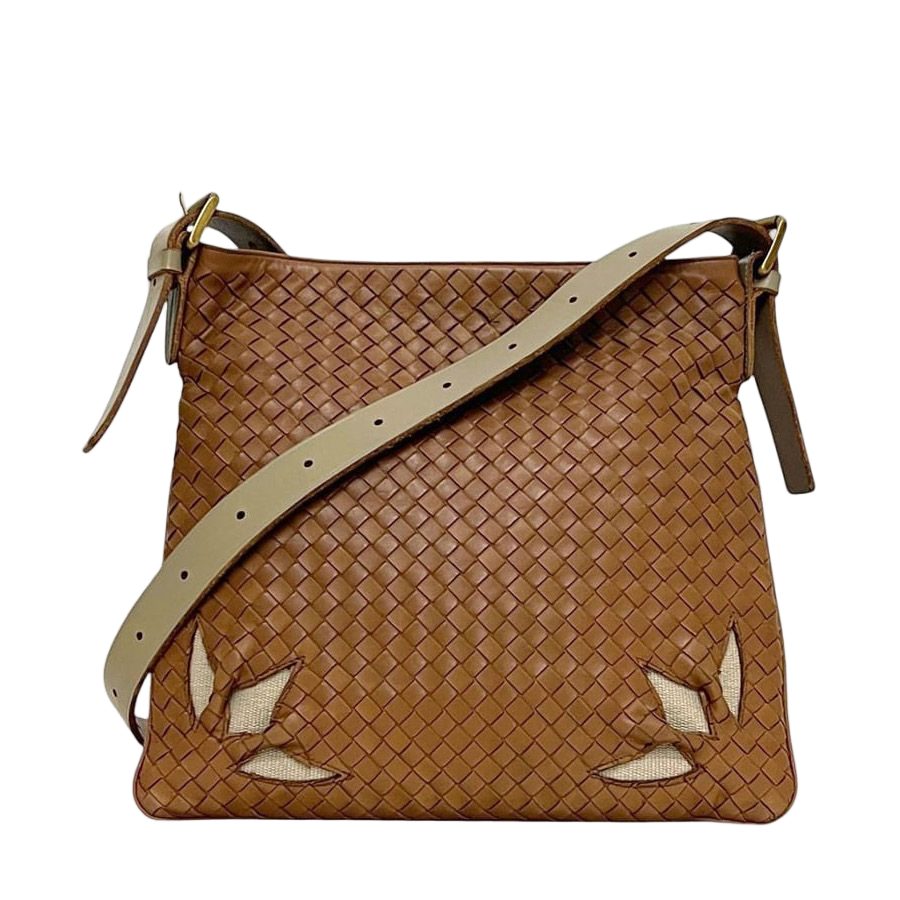 Bottega Veneta Shoulder Bag Brown Intrecciato Leather