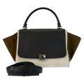 Celine Trapeze Black White Khaki Leather 2-Way Shoulder Bag