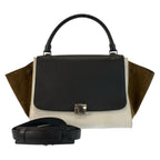 Celine Trapeze Black White Khaki Leather 2-Way Shoulder Bag