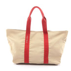 Prada Sport Linea Rossa Tote Bag 4 Va367 Beige Red Canvas