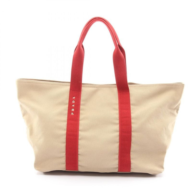 Prada Sport Linea Rossa Tote Bag 4 Va367 Beige Red Canvas — view 2