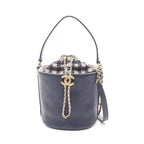 Chanel Shoulder Bag Quilted Small Bucket Navy Leather Fabric — view 2