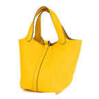 Hermes Picotin Lock PM Jaune Ambre Silver Taurillon Handbag — view 2