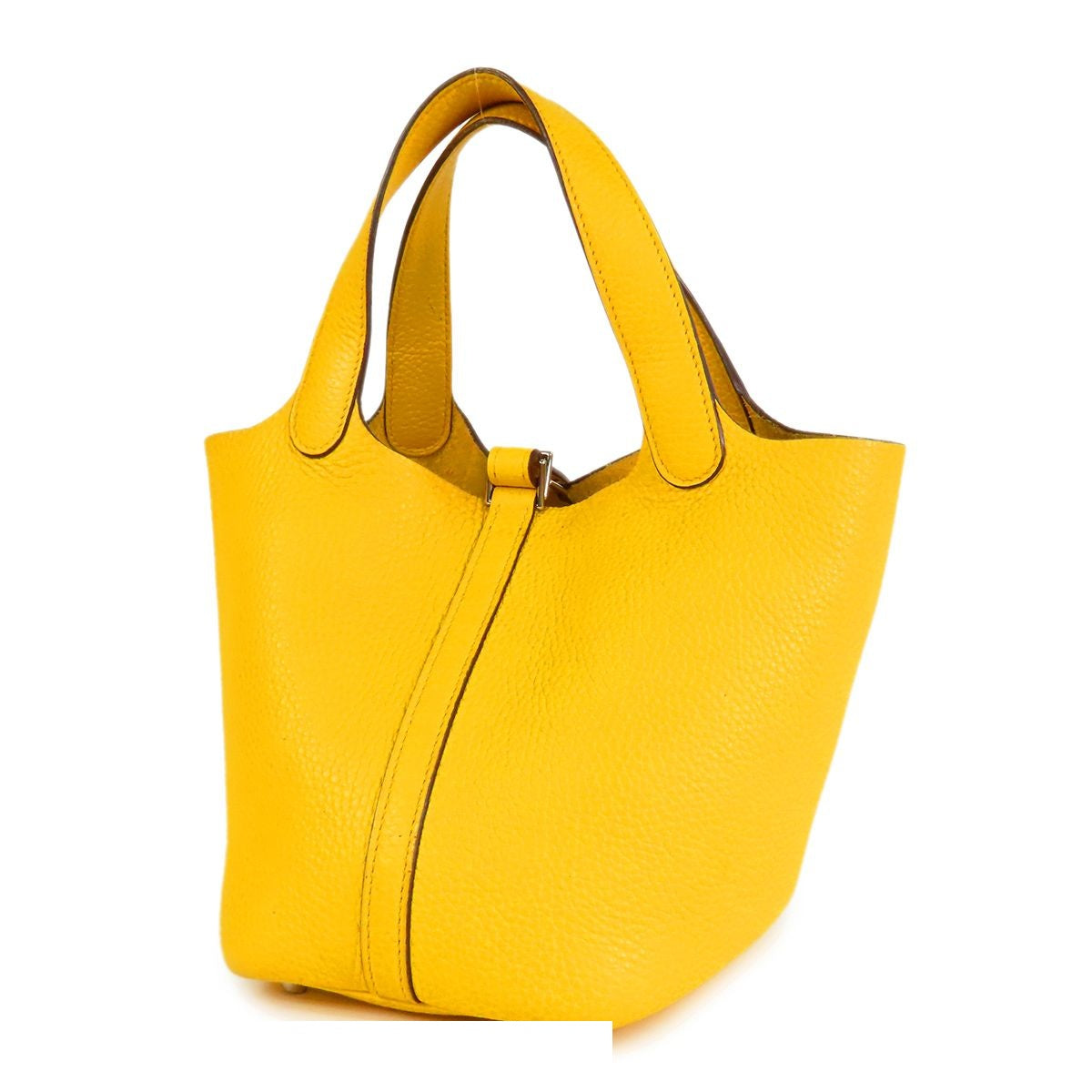 Hermes Picotin Lock PM Jaune Ambre Silver Taurillon Handbag — view 2