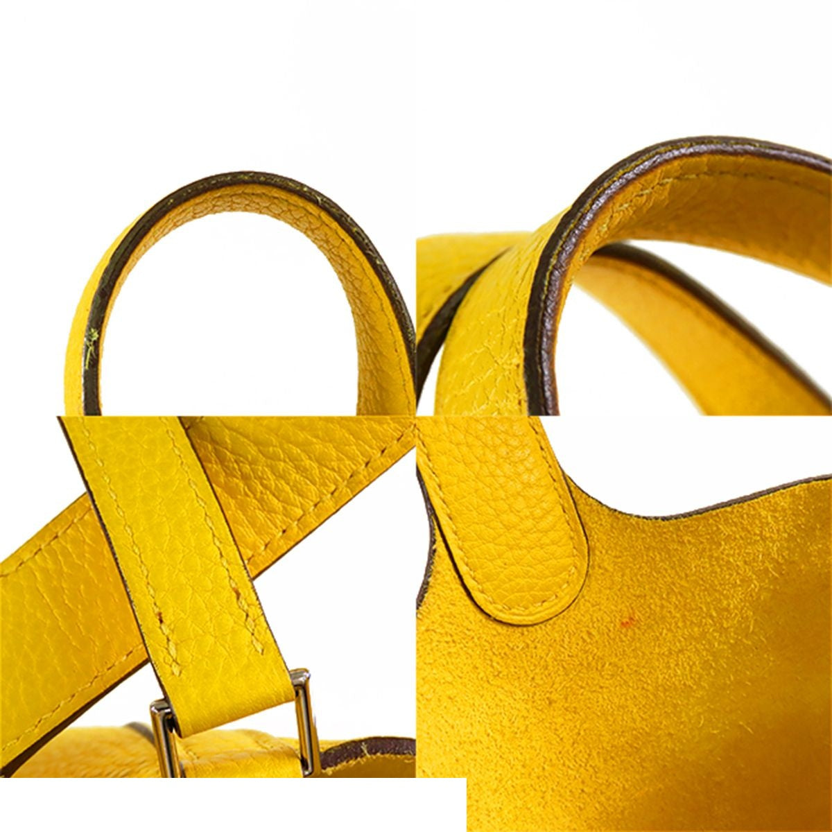 Hermes Picotin Lock PM Jaune Ambre Silver Taurillon Handbag — view 8