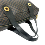 Celine Vintage Macadam Blason Triomphe Pattern Leather Tote Black Brown — view 4