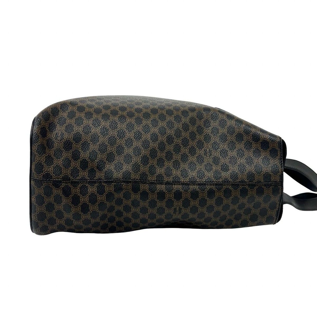 Celine Vintage Macadam Blason Triomphe Pattern Leather Tote Black Brown — view 6