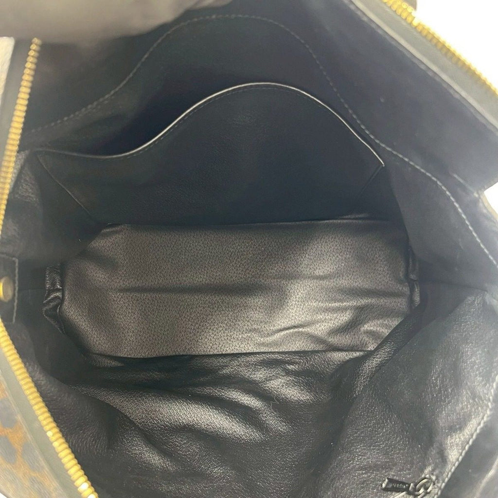 Celine Vintage Macadam Blason Triomphe Pattern Leather Tote Black Brown — view 9