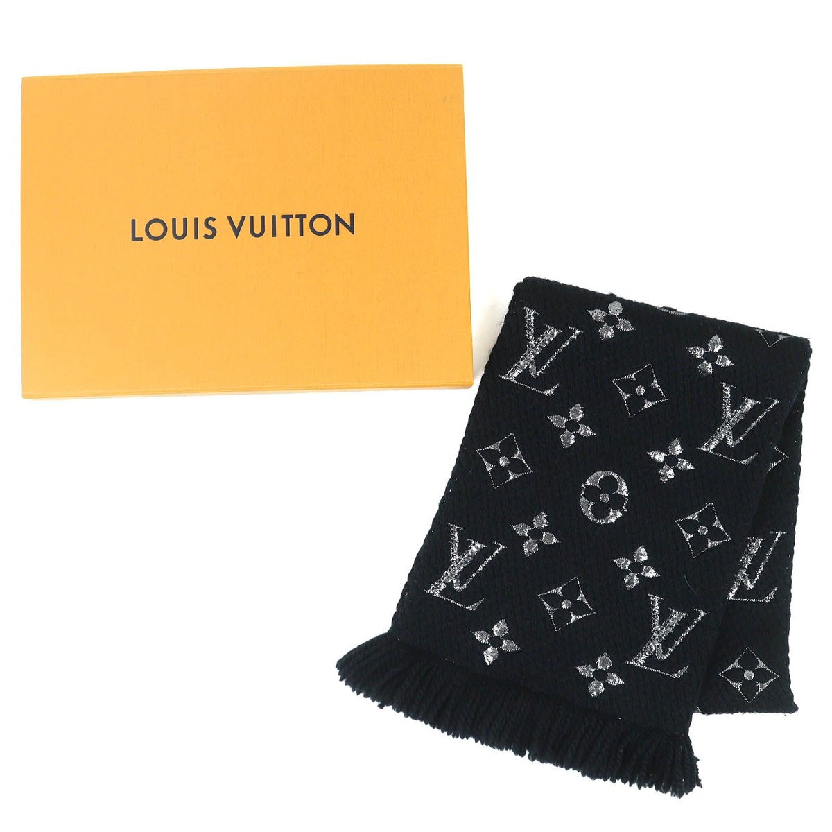 Louis Vuitton Logomania Scarf Shine Wool Silk Monogram Fringe — view 2