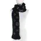 Louis Vuitton Logomania Scarf Shine Wool Silk Monogram Fringe — view 4