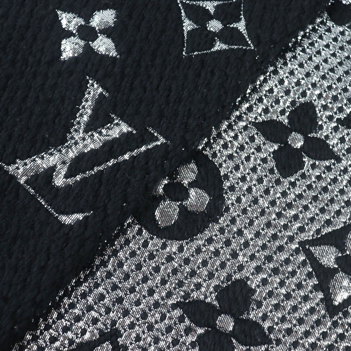 Louis Vuitton Logomania Scarf Shine Wool Silk Monogram Fringe — view 5