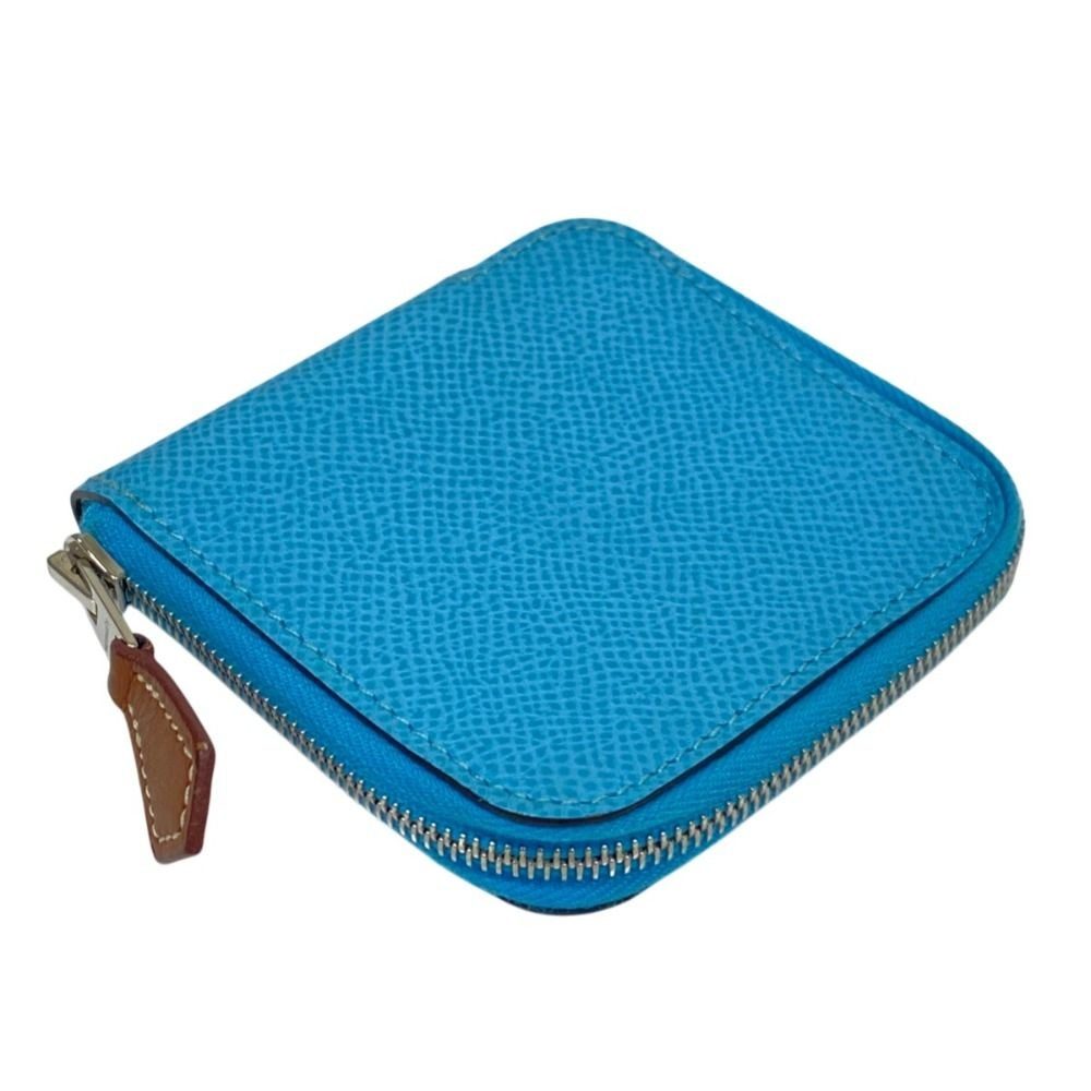 Hermes Azap Mini Silk in Veau Coin Purse Blue Nord