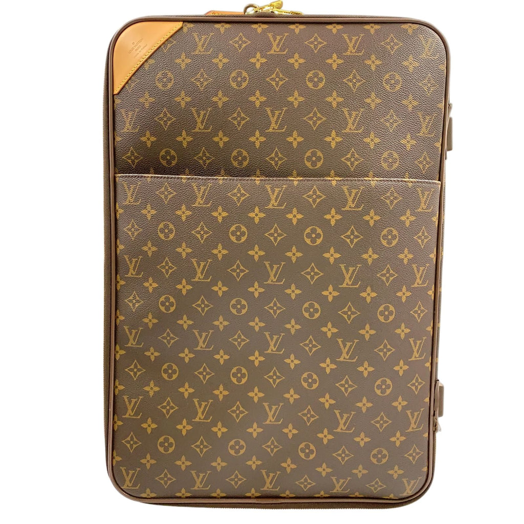 Louis Vuitton Pegase 55 Monogram Carry Leather Brown Light Travel Bag Gold
