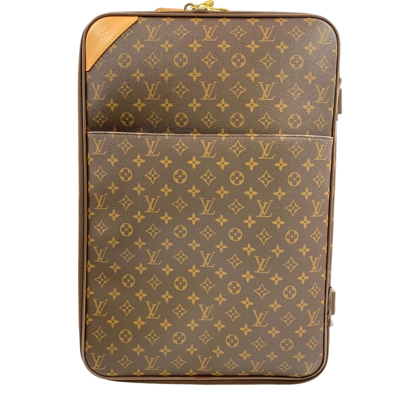 Louis Vuitton Pegase 55 Monogram Carry Leather Brown Light Travel Bag Gold