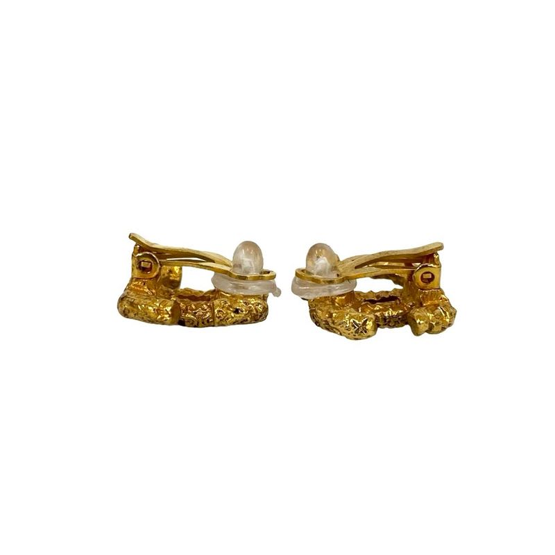 Chanel Vintage Coco Mark Lava Earrings Ear Cuff Accessories 93A — view 4