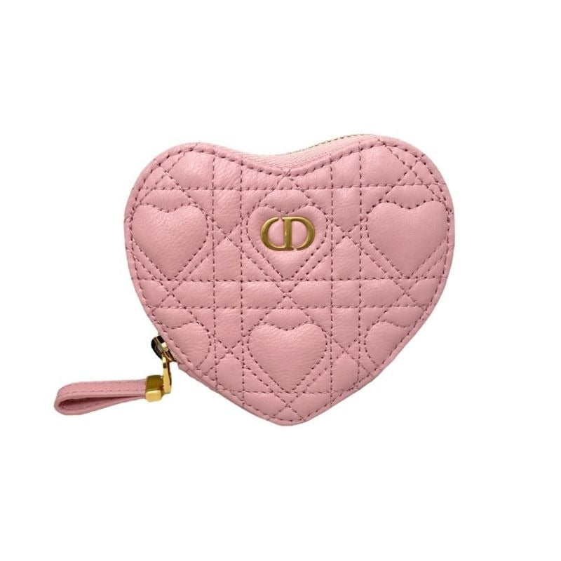 Christian Dior Chain Heart Pouch S5097 Unid Calfskin Pink