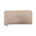 Prada Round Long Wallet Saffiano 1 Ml506 Beige