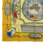 Hermes Scarf Silk Carre 90 le Geographe Geographer Yellow — view 4