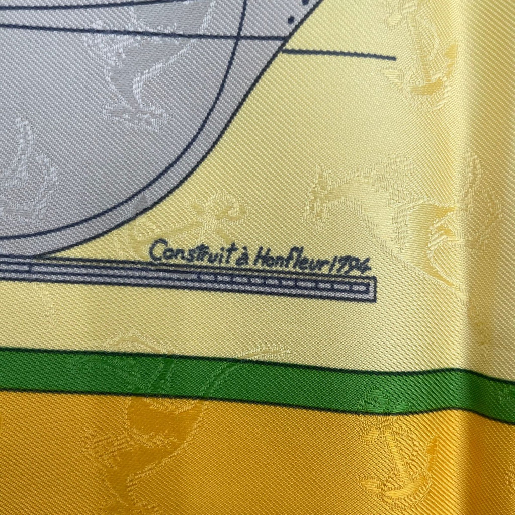 Hermes Scarf Silk Carre 90 le Geographe Geographer Yellow — view 7