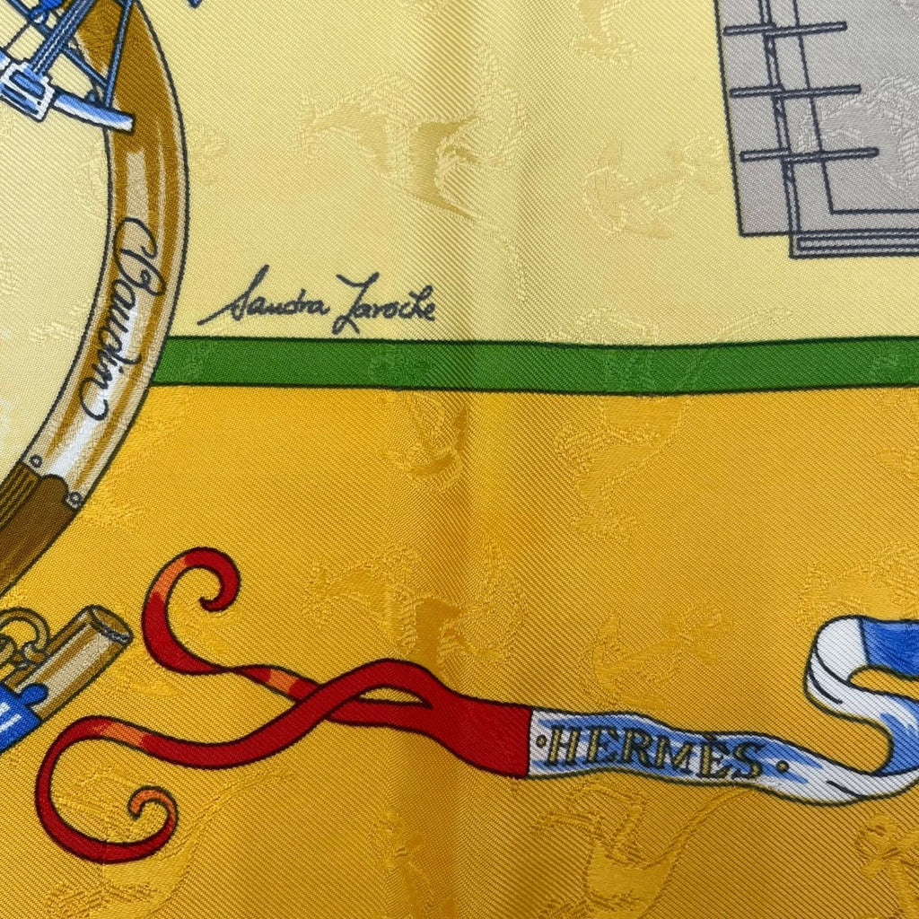 Hermes Scarf Silk Carre 90 le Geographe Geographer Yellow — view 8