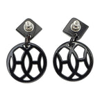 Hermes Earrings Ava Buffalo-horn Black HAVA Silver Hardware Accessories — view 3