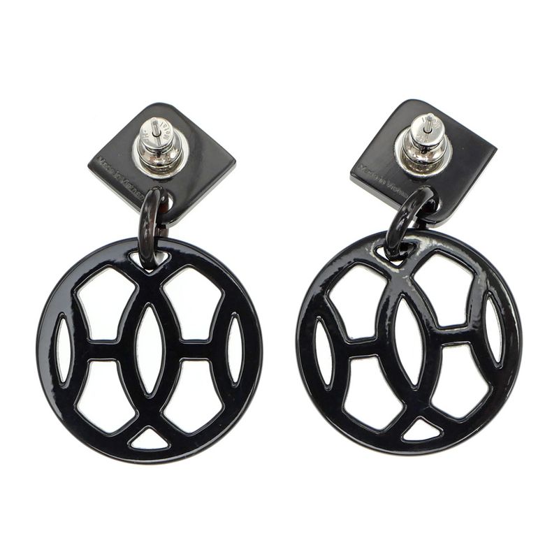Hermes Earrings Ava Buffalo-horn Black HAVA Silver Hardware Accessories — view 3