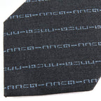 Gucci 100% Wool Regimental Logo Stripe Tie With 7 Dark Gray Tips — view 3