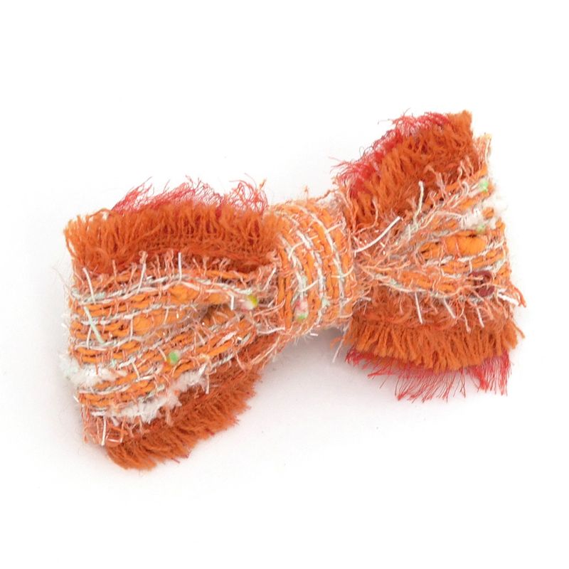 Chanel Barrette Tweed Orange Hair Ornament Clip Accessories — view 3