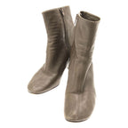 Celine by Phoebe Philo Chunky Heel Side Zip Leather Boots Khaki 37