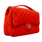 Chanel Handbag Quilted Lambskin Red Silver 2-Way — view 2