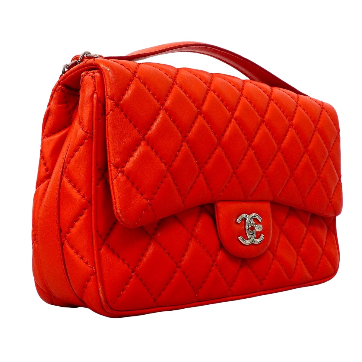 Chanel Handbag Quilted Lambskin Red Silver 2-Way — view 2