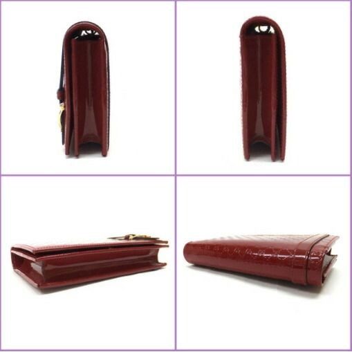 Gucci Nice Shoulder Wallet GG Micro Patent Leather Red Gold — view 5