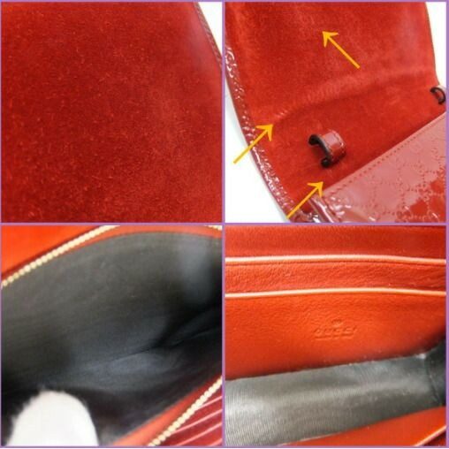 Gucci Nice Shoulder Wallet GG Micro Patent Leather Red Gold — view 7