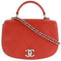 Chanel Chain Shoulder Quilted 2-Way Calf Red Bag