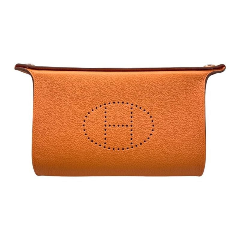 Hermes Shoulder Bag Vidpoche Stamped B H Logo Orange White Navy