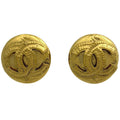 Chanel CC Logo Earrings Round Gold Plated