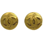 Chanel CC Logo Earrings Round Gold Plated