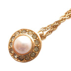 Dior Necklace Pendant Faux Pearl CD Logo Chain Bijou Gold