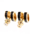 Hermes Pop H Earrings Black Rose Gold Metal Lacquer — view 2