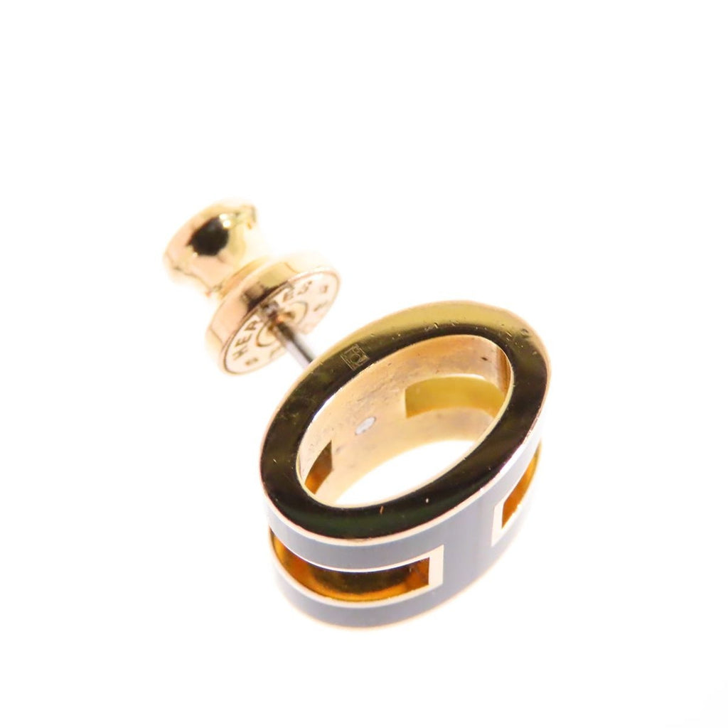 Hermes Pop H Earrings Black Rose Gold Metal Lacquer — view 3