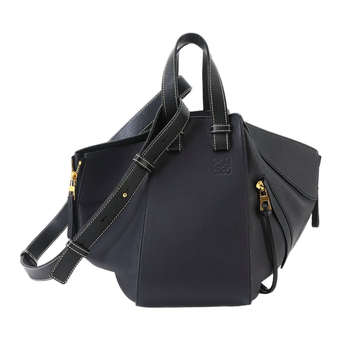 Loewe Hammock Small 2-Way Bag Leather Navy Black