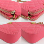 Chanel Boy Chain Clutch Wallet Bag Caviar Leather Pink — view 8