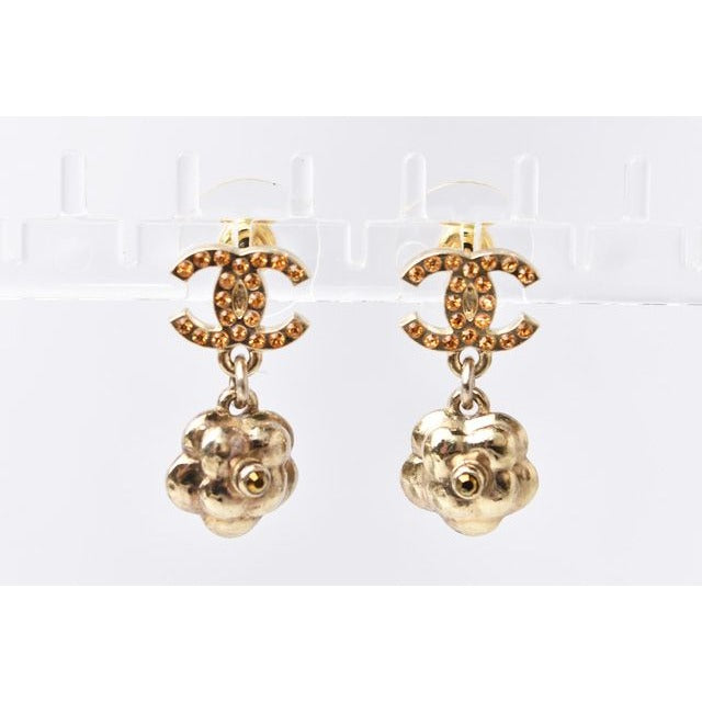 Chanel Logo CC Coco Mark Camellia Gold Orange — view 3